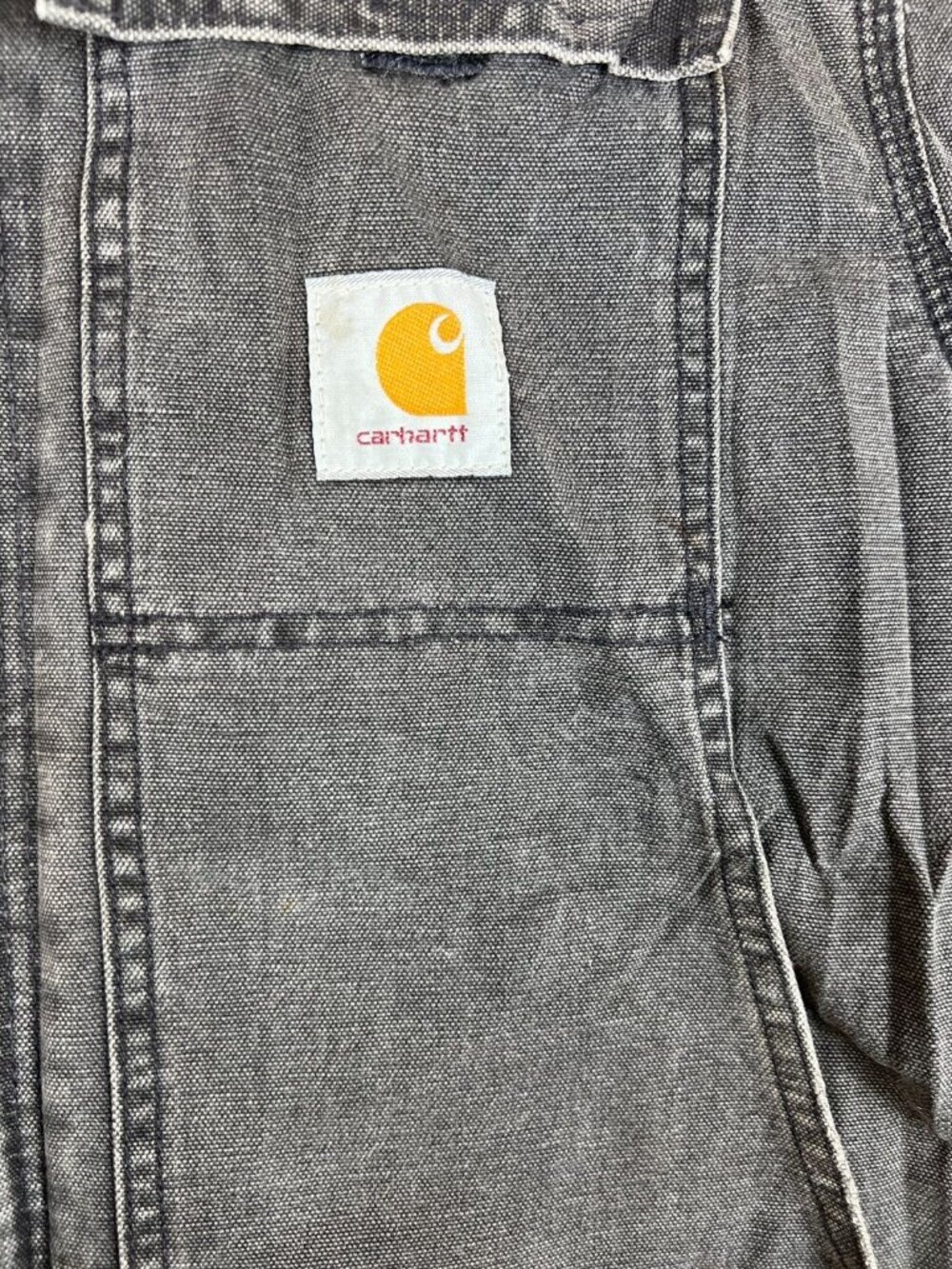 Carhartt Men Black Duck Canvas Quilted Lined Work Jacket Corduroy Collar CQ 185 - Picture 3 of 10